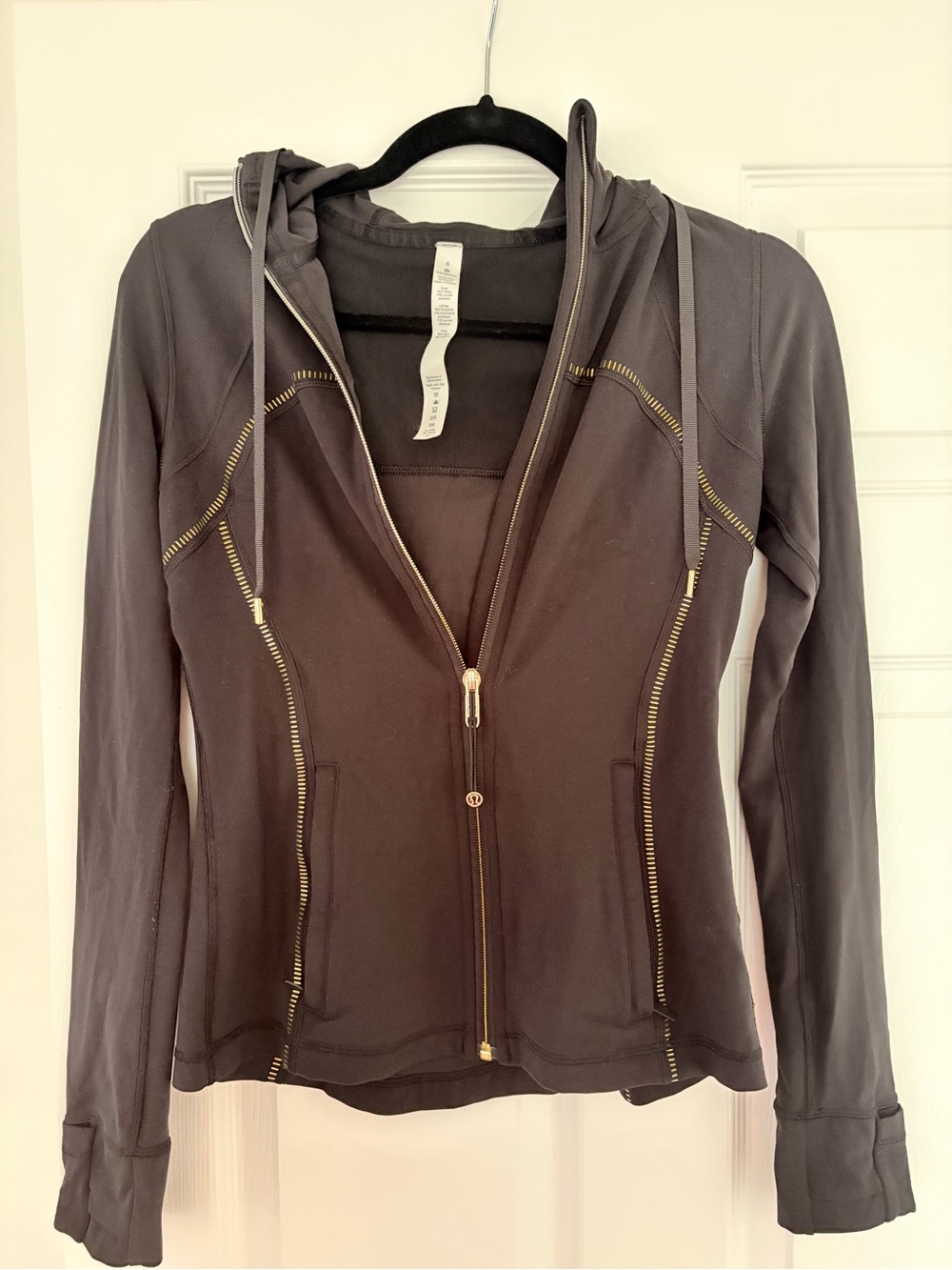 lululemon athletica Black Zip Hoodie with Gold Zippers